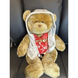 Build A Bear Workshop Brown 18” plush With Floral bikini cover up and skirt